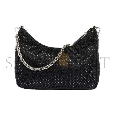 PRADA RE-EDITION 2005 CRYSTAL-EMBELLISHED SHOULDER BAG 1BH204 (22*12*6cm)